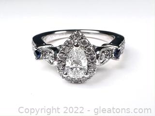 Appraised Designer Vera Wang Diamond & Sapphire Ring Size 6 1/2